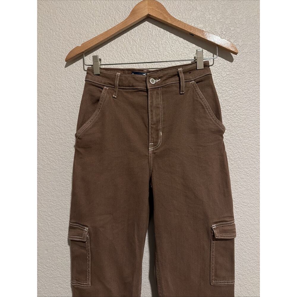 Hollister Ultra High Rise Dad Jeans 90s Y2k Cargo Brown Grunge Sz 0 24 x 31 - Picture 3 of 6